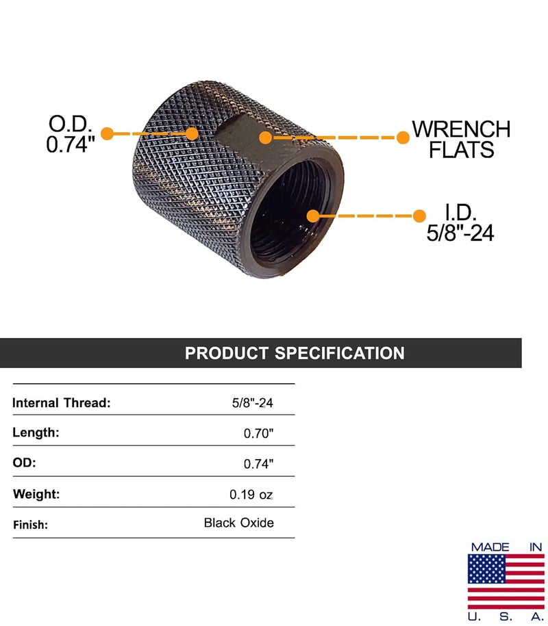 Tredox Thread Protector 5/8-24 W/Flats for .308, CNC Machined Thread Protector - Image 2